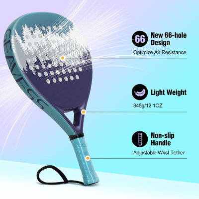WOOWAVE Profi-Kohlenstofffaser Custom EVA Memory Core Soft Beach Tennis Schläger Blauer Padel