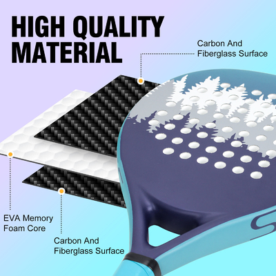 WOOWAVE Profi-Kohlenstofffaser Custom EVA Memory Core Soft Beach Tennis Schläger Blauer Padel