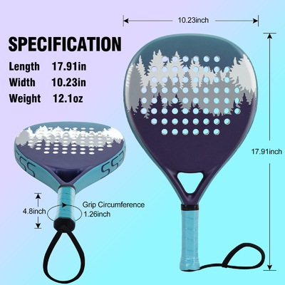 WOOWAVE Profi-Kohlenstofffaser Custom EVA Memory Core Soft Beach Tennis Schläger Blauer Padel