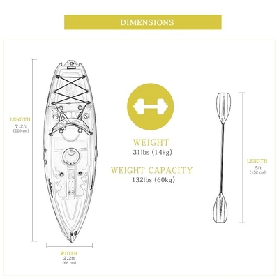 2.1-3m Länge Rotomolded Kayak Hergestellt von WOOWAVE LLDPE/HDPE Material