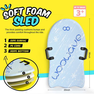 Blaue Schneeschlitten mit zwei Griffe Leichtgewicht und robust PE-Kerndesign