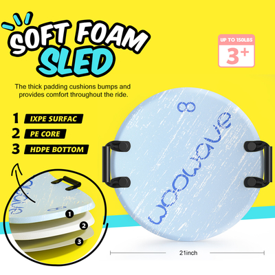 Weiches Schaum-Schnee-Schlitten Woowave Custom 21 Zoll Outdoor-Schnee-Scooter für Kinder