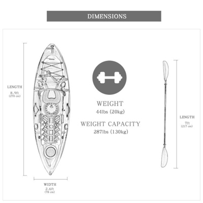 1 Person WOOWAVE Kanu Kajak Segel für Paddler Max 1 Ladekapazität 130kgs/287lbs