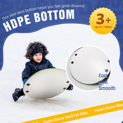 Kundenanforderungen 21 Zoll Grün IXPE Ski-Schnee-Board Schneetube Schlitten mit Griffe