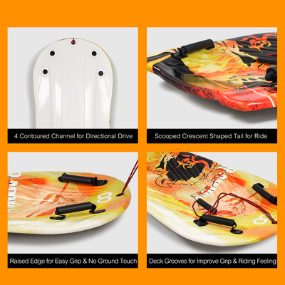 Erwachsene 122cm Woowove Schneebord Schaumstoff HDPE Kunststoff Schnee Schlitten mit 2 Griffe Ziehen Seil