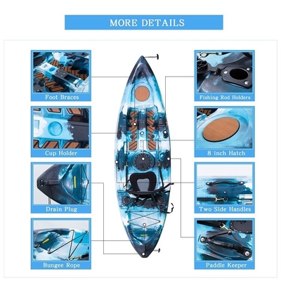 130 kg/287 lbs Ladekapazität WOOWAVE 2,7 m Kunststoff-Ozean-Kanoe/Kayak für Seen Flüsse