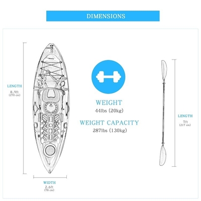 Erleben Sie das beste Bootfahren mit Woowave 2,7m Single Fishing Kayak NO Aufblasbare