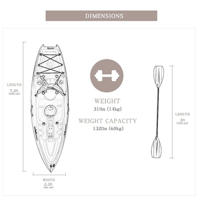 Max Paddler 1 Woowave Rotomolded Boot Fischerkajak mit Paddeln LLDPE Rumpfmaterial