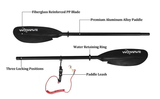 Gelegenheit Seen Flüsse Woowave Kajak Paddel Aluminiumlegierung Schacht 2-teiliges verstellbares Boot Paddel