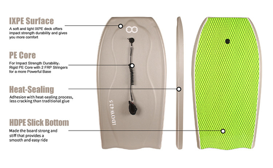 Grau oder angepasst 42,5 Zoll Ende Body Board mit Surf Leash und Board Tasche