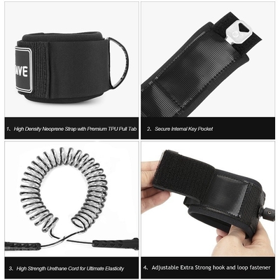 Polyurethan Coil Surfboard Leine für 6'7'8'9'10'11' Länge Surfen und gepolsterte Armband