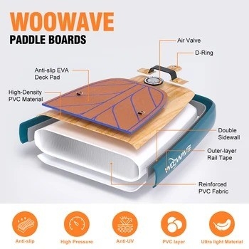 Benutzerdefinierte Farbe Surf Leash Woowave ISUP Bodyboard 10'2 'für Seen Flüsse und Design