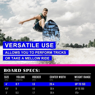 49' Wakesurfbrett Glas Stehen Paddelbrett Surfbrett Blau Anwendbar Menschen Unisex