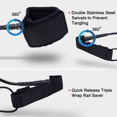 Polyurethan Coil Surfboard Leash mit gepolstertem Handgelenkband Woowave Custom SUP Leashes