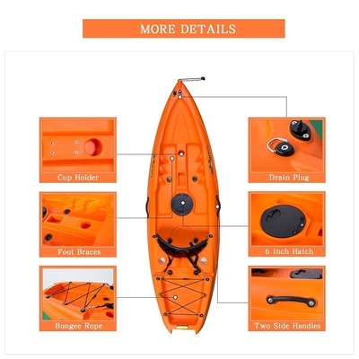 LLDPE/HDPE-Material 2,2 m Orange Kajak-Kanoe für Wassersport und Familienspaß