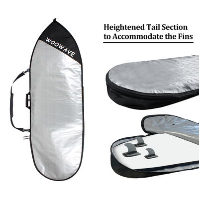 Ocean Waters Surfboard-Taschenhülle passt Sechsfuß-Boards mit Flossen und hält sie sicher