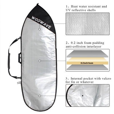 Ocean Waters Surfboard-Taschenhülle passt Sechsfuß-Boards mit Flossen und hält sie sicher