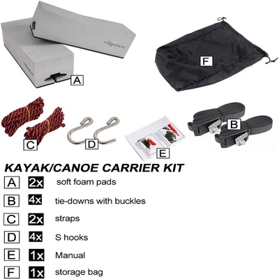 EVA Schaumstoff-Dachregalen für Seen Flüsse WOOWAVE Deluxe Kayak Carrier Kit 12 Zoll