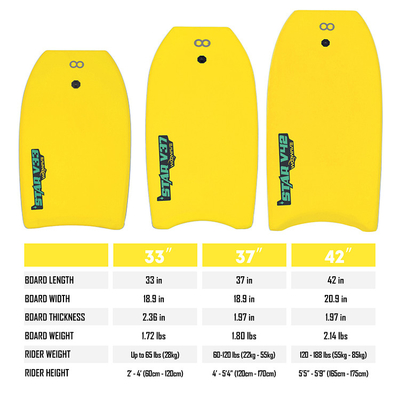 WOOWAVE 33&quot; 37&quot; 42&quot; Bodyboard PROFESSIONAL Level Of Practice EPS Design Leine inklusive