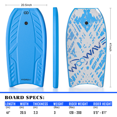 Anpassbares Surfbrett-Körperbrett mit Leine 3 lbs Brettgewicht HDPE Material