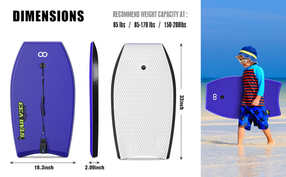 Board Gewicht 1,17 lbs Woowave 33 Zoll Custom Design HDPE Shortboard Bodyboard für Fahrer