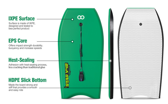 20.9 Zoll Board Breite Woowave EVA Surfboard Bodyboard mit Bodyboard Leash Grün